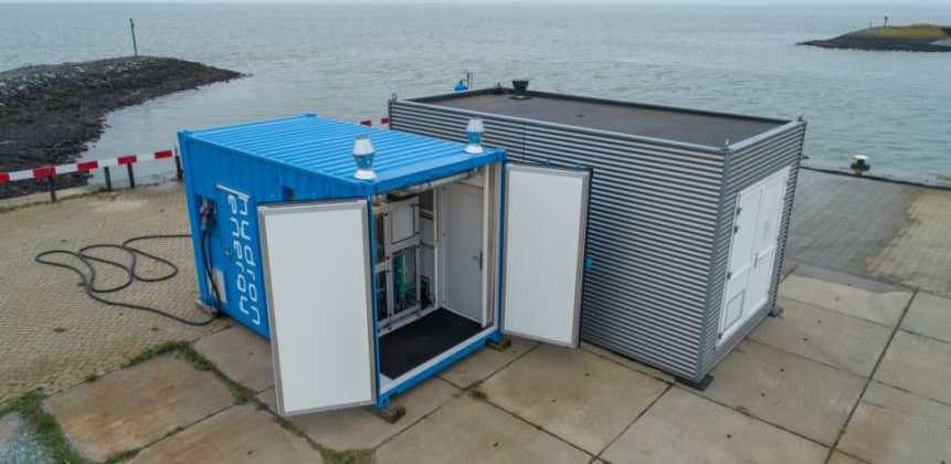 Pilotanlage von Hydron Energy B.V. zur Herstellung Wasserstoff aus Meerwasser auf der niederländischen Insel Texel